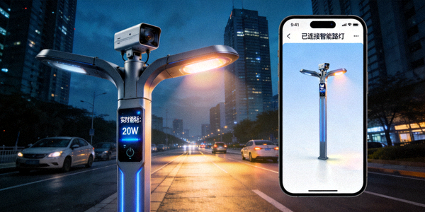 城市智能路灯夜景 - 展示节能照明与智能控制系统