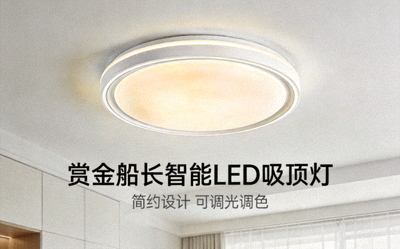 赏金船长智能LED吸顶灯产品 - 简约设计可调光调色